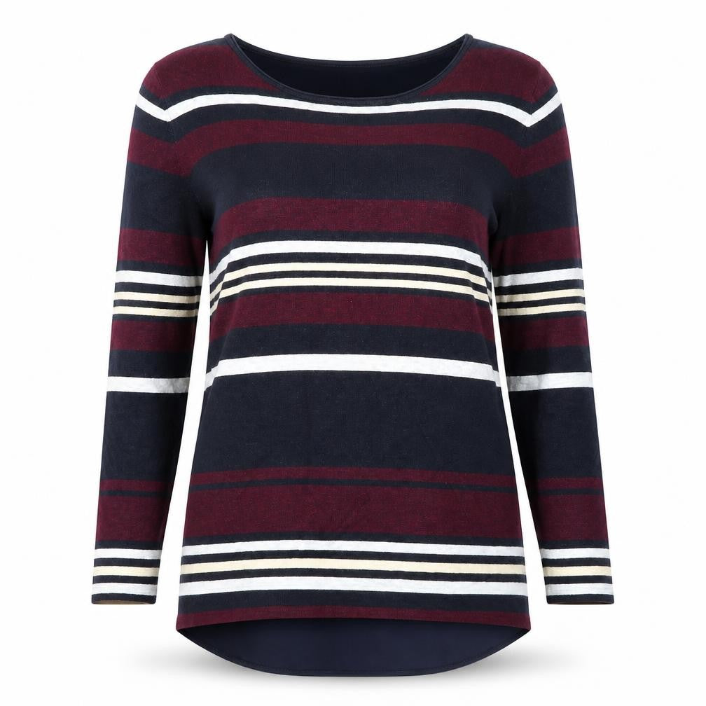 Front view of Principles by Ben de Lisi women’s multicoloured stripe jumper, size UK 12