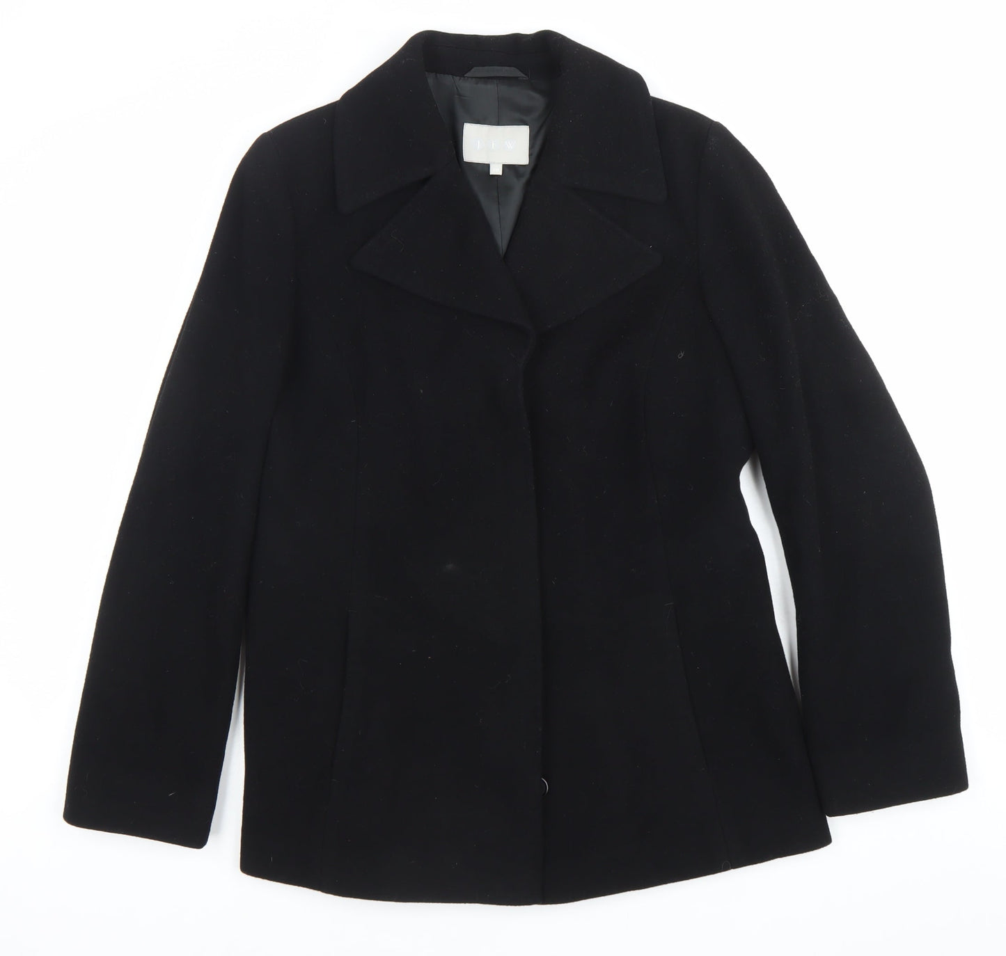 JFW Womens Black Wool Blend Mid-Length Overcoat Size 10