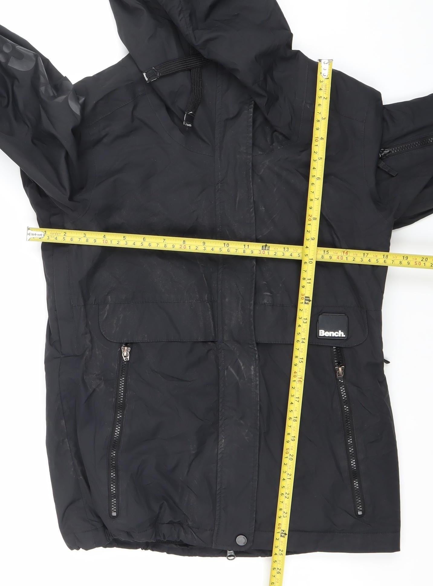 Bench Womens Black Hooded Puffer Jacket Size S Waterproof Winter Coat