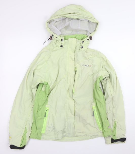 Regatta Womens Green Waterproof Hooded Rain Jacket Size 12