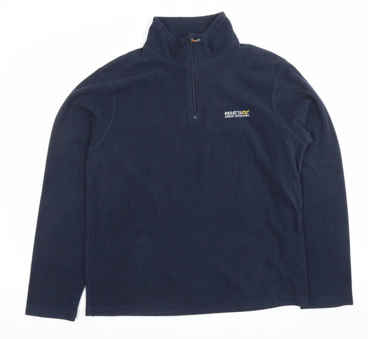 Regatta Mens Blue Fleece Sweatshirt M Pullover 1/2 Zip Outdoor Hiking