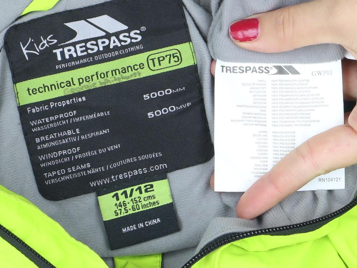 Trespass Boys Yellow Waterproof Hooded Softshell Jacket 11-12 Years