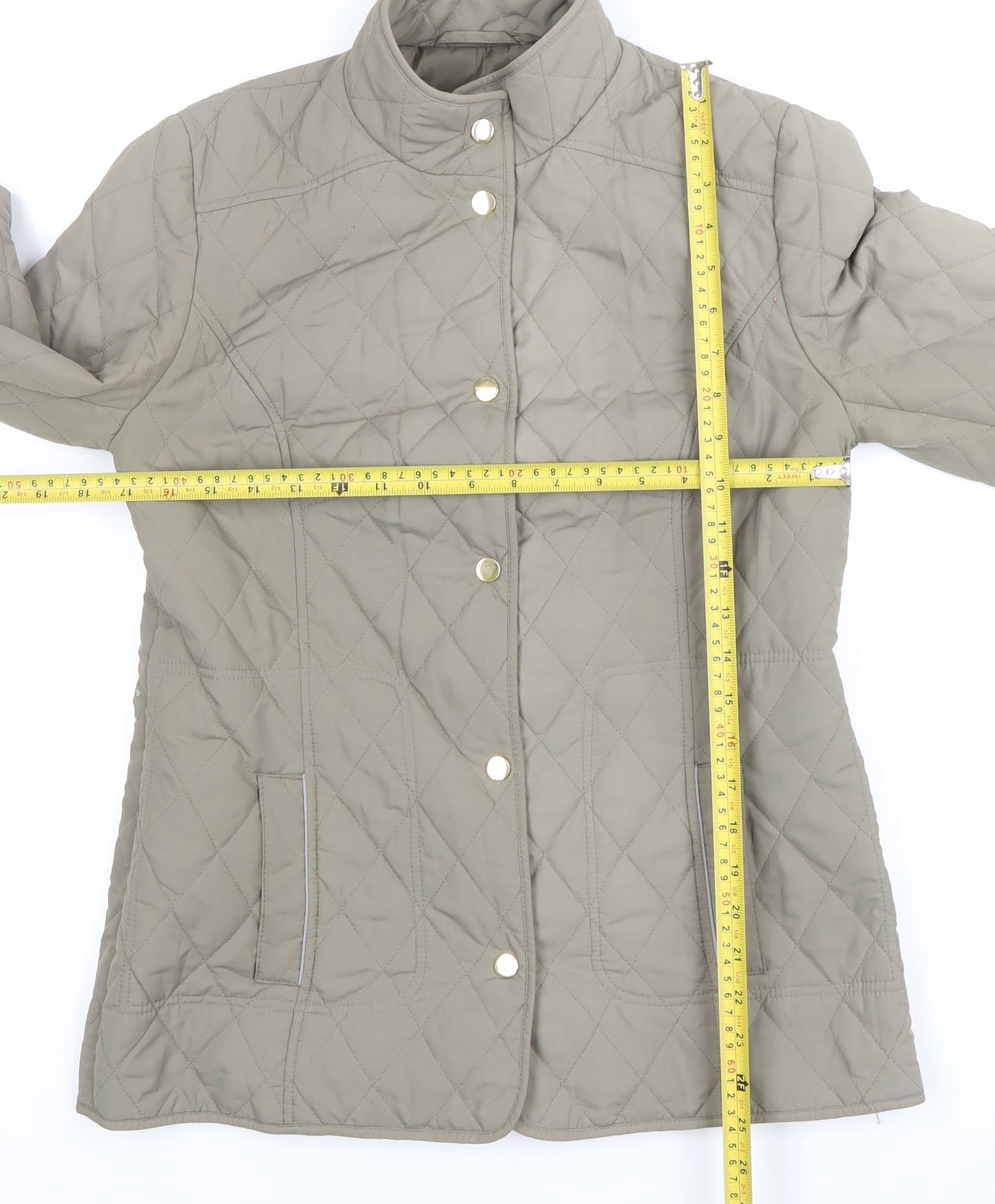 Marks and Spencer Womens Beige Quilted Jacket Size 8 Casual Mid-Length