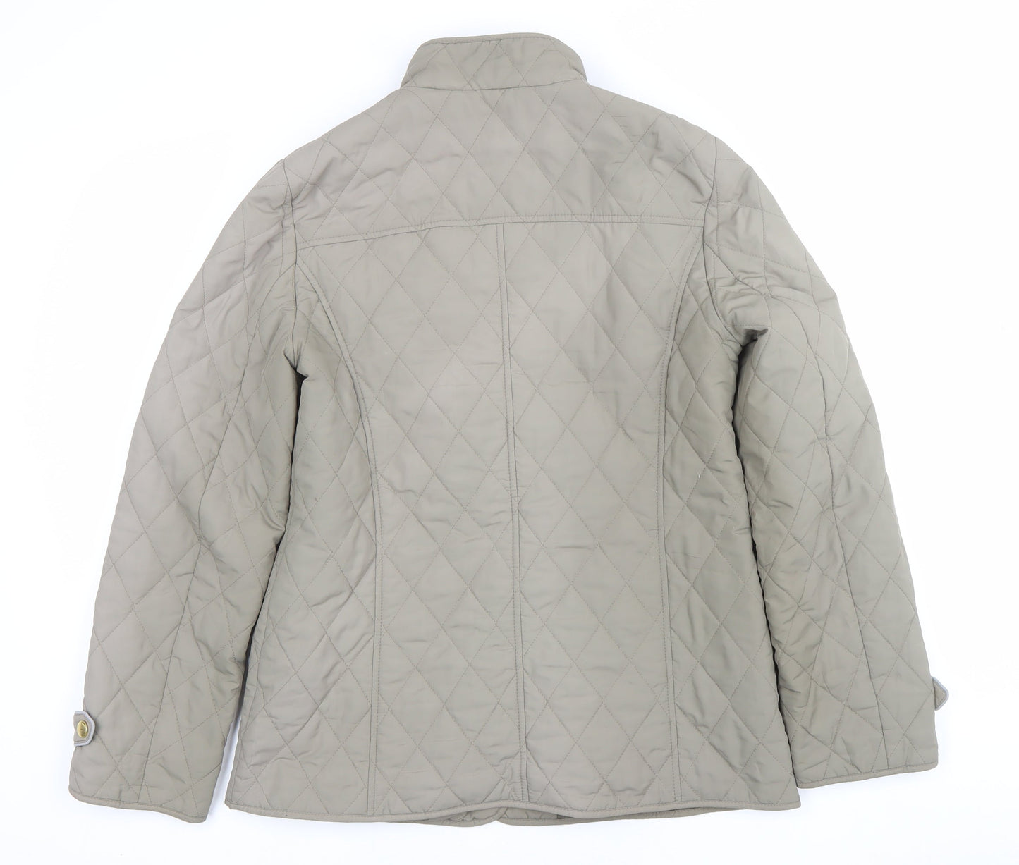 Marks and Spencer Womens Beige Quilted Jacket Size 8 Casual Mid-Length