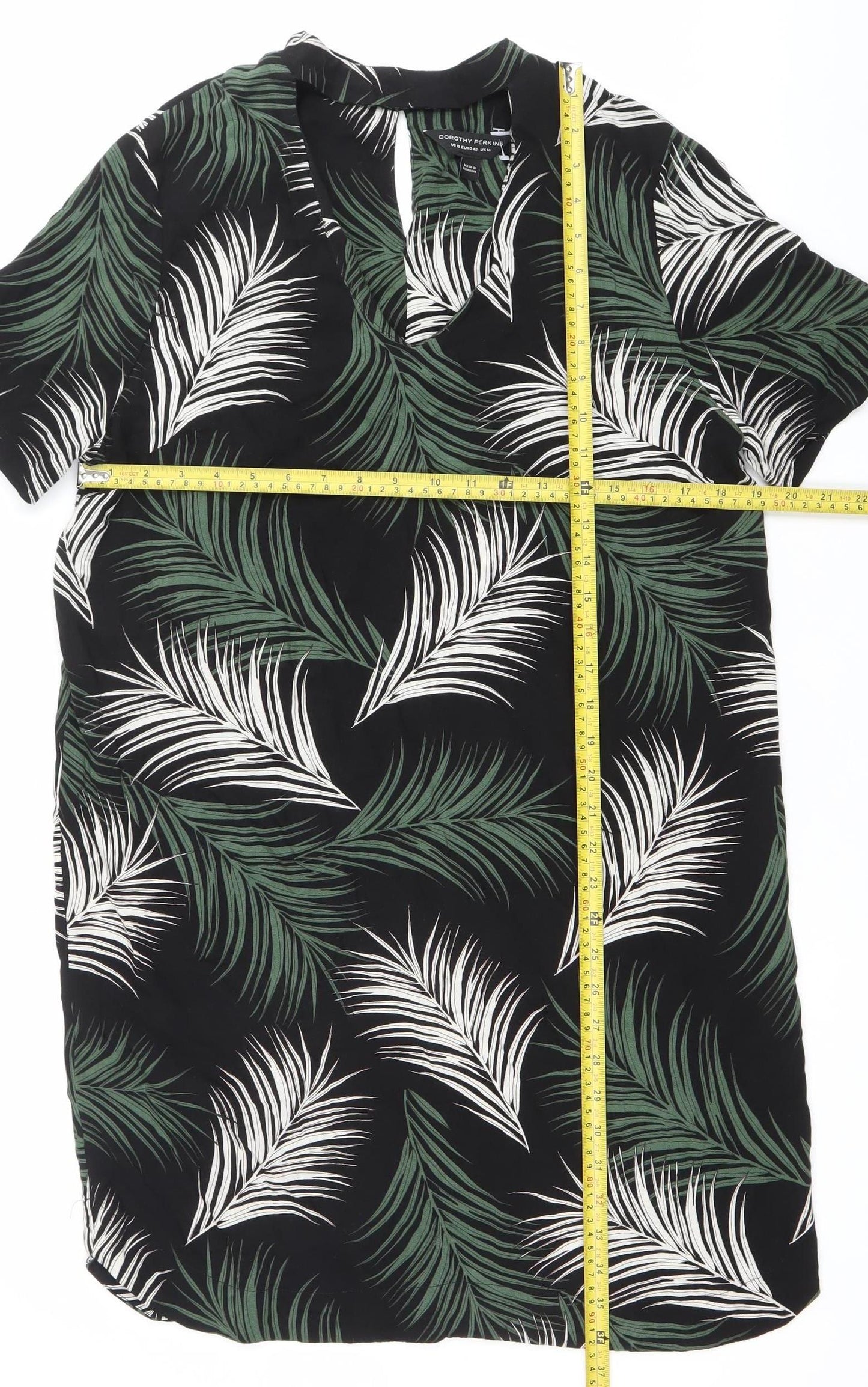 Dorothy Perkins Womens Black Tropical Leaf Blouse Size 14