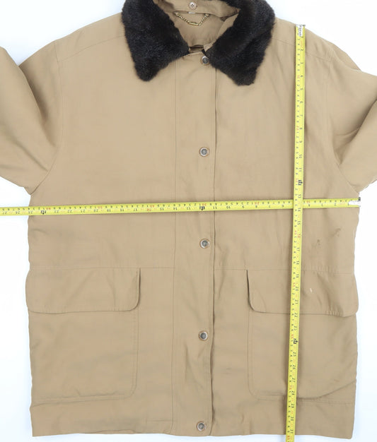 Viyella Womens Beige Coat L Classic Overcoat with Fur Collar