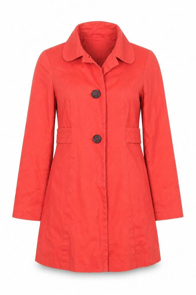 Oasis Womens Red XS Cotton Trench Coat Mid Length Jacket