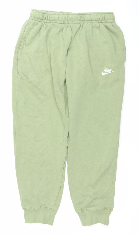 Nike Womens Green Sweatpants M Regular Fit Cotton Fleece Joggers