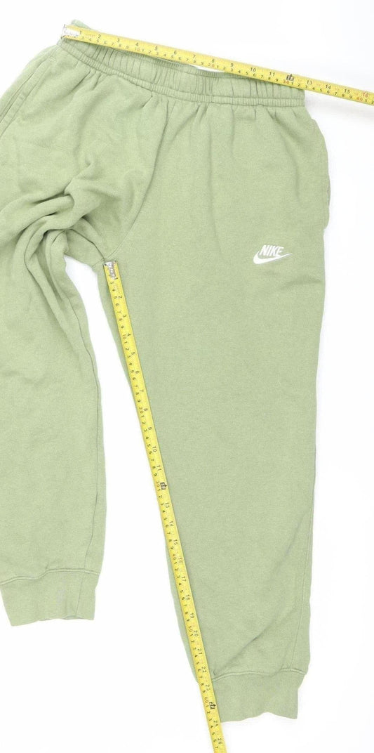 Nike Womens Green Sweatpants M Regular Fit Cotton Fleece Joggers