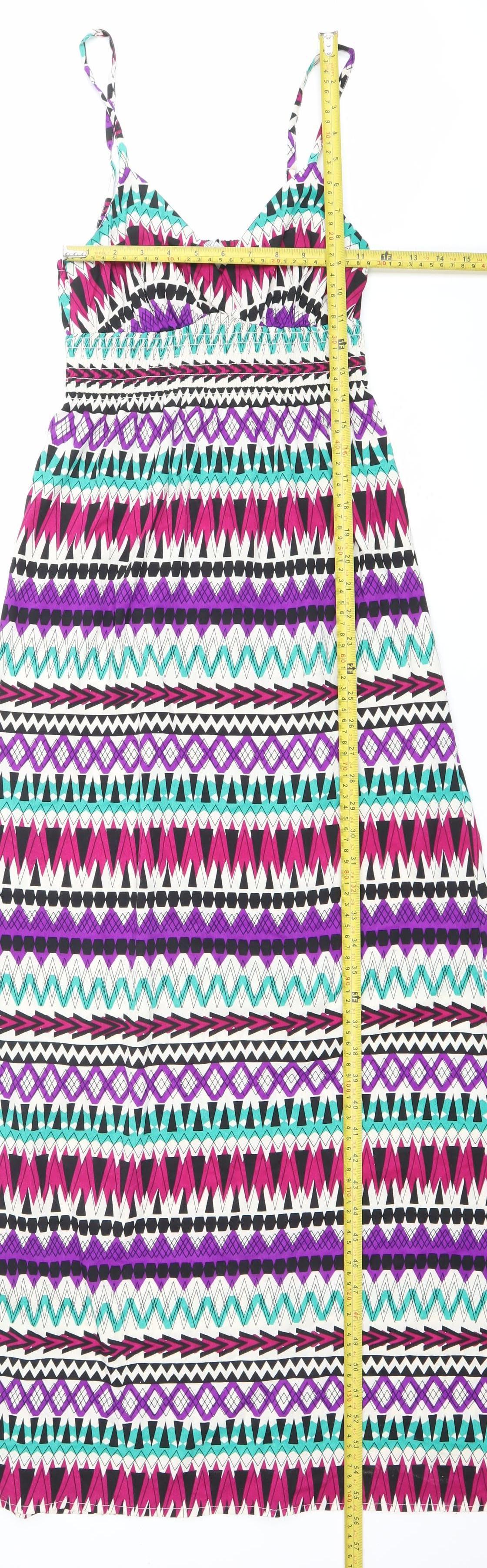 LOOK Womens Multicoloured Aztec Midi Slip Dress Size 10