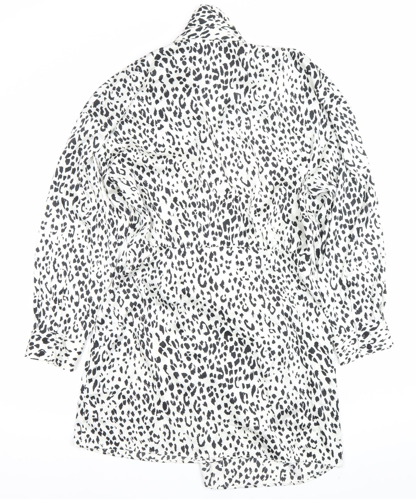 Zara Women’s Leopard Print Shirt Dress L Long Sleeve Collared