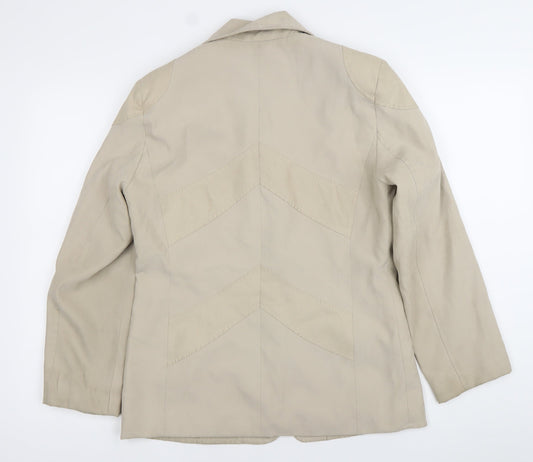 Finesse Womens Beige Size 10 Full Zip Mid-Length Jacket