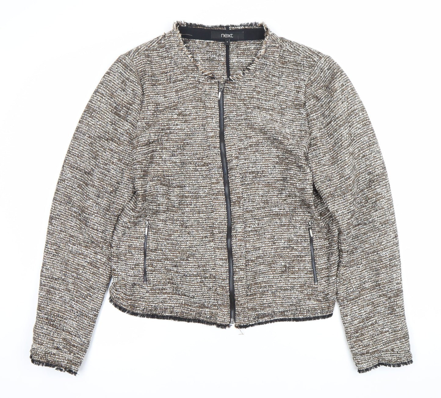 Next Women’s Brown Tweed Zip Jacket Size 16 Full Zip Classic