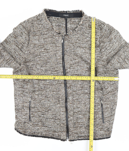 Next Women’s Brown Tweed Zip Jacket Size 16 Full Zip Classic