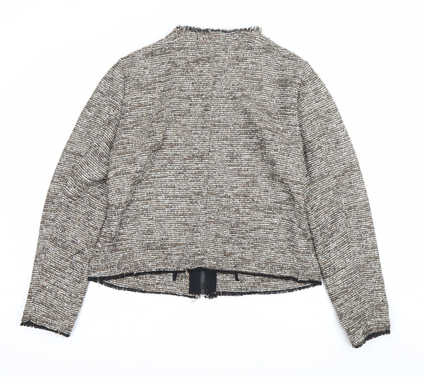 Next Women’s Brown Tweed Zip Jacket Size 16 Full Zip Classic