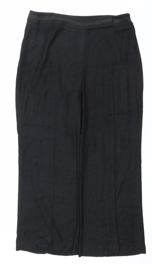 Principles Women’s Black Linen Blend Straight Leg Trousers Size 14