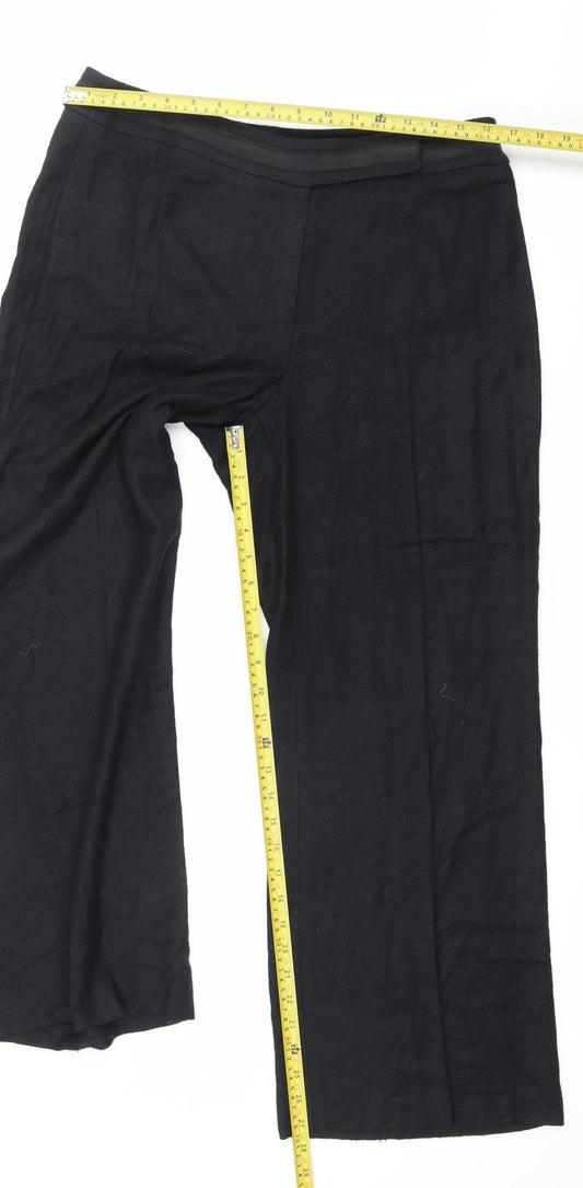 Principles Women’s Black Linen Blend Straight Leg Trousers Size 14