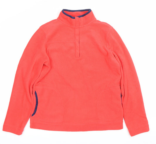 Lands' End Womens Red Fleece Sweatshirt Pullover L High Neck
