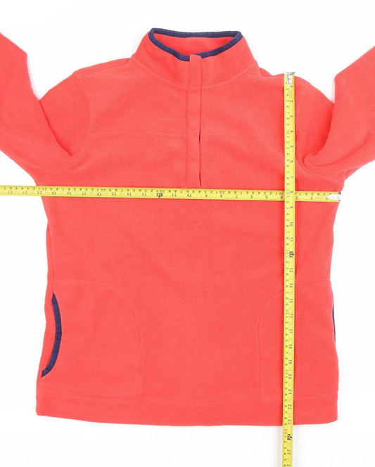 Lands' End Womens Red Fleece Sweatshirt Pullover L High Neck