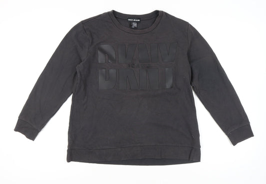 DKNY Jeans Women’s Black Sweatshirt Medium Pullover Logo Cotton Blend