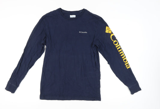 Columbia Men’s Blue Long Sleeve Logo Cotton T-Shirt Size S