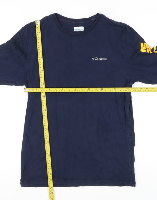 Columbia Men’s Blue Long Sleeve Logo Cotton T-Shirt Size S