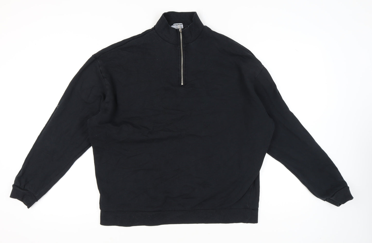 ASOS DESIGN Mens Black XL Sweatshirt 1/4 Zip Mock Neck Pullover