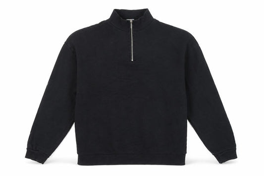 Front view of ASOS DESIGN men’s black xl sweatshirt 1/4 zip mock neck pullover