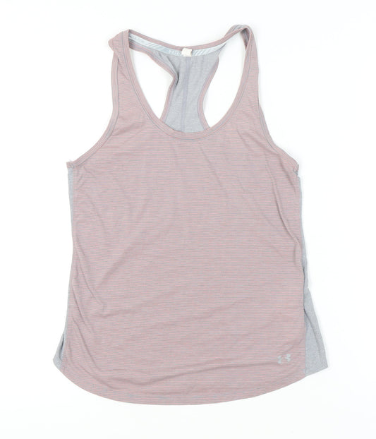 Under Armour Womens Pink Racerback Tank Top Size M Slim Fit Activewear