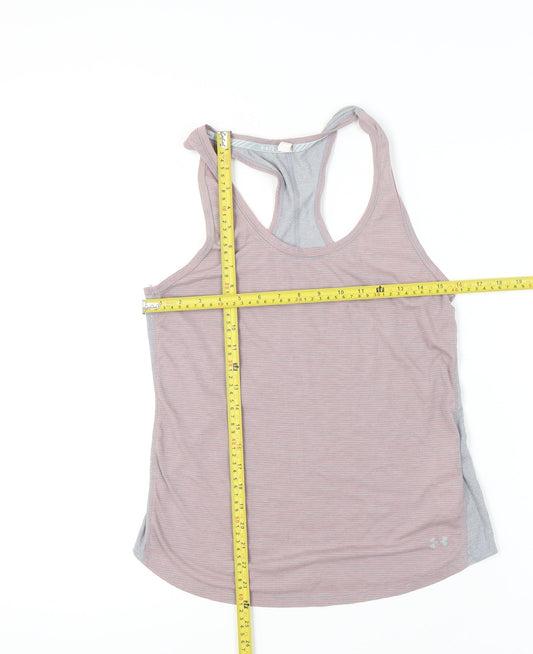 Under Armour Womens Pink Racerback Tank Top Size M Slim Fit Activewear