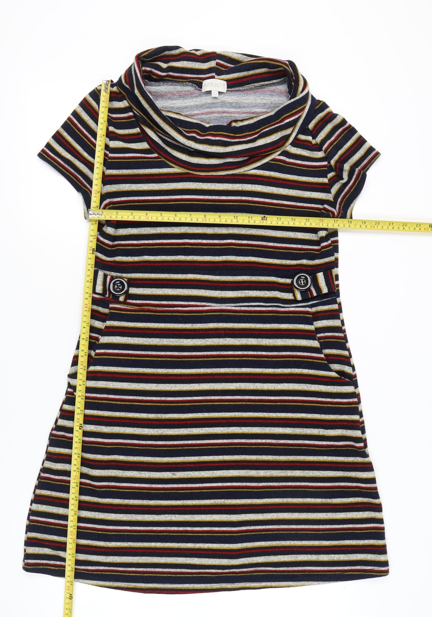 Apricot Women’s Multicoloured Stripe Shift Dress UK 14 Short Sleeve