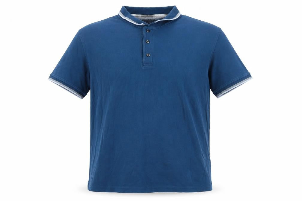 Front view of Maine New England Men's Blue Cotton Polo Shirt XL Tailored Fit