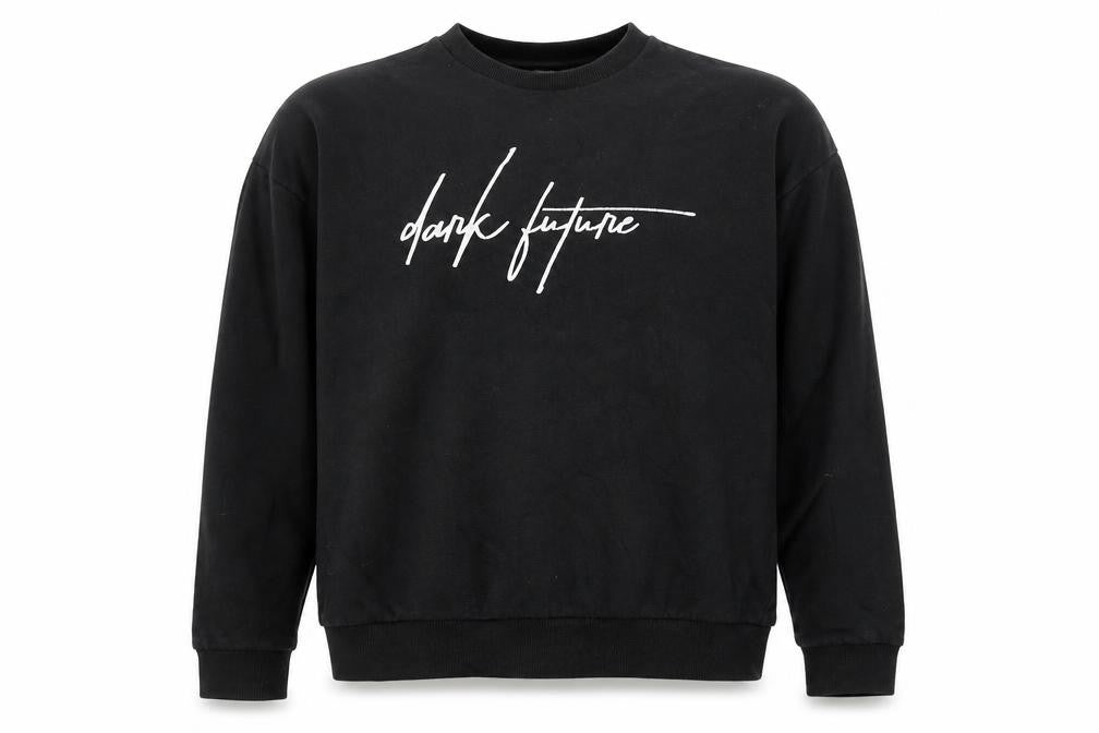 Front view of ASOS Men’s Black Sweatshirt M Crew Neck Graphic Print Pullover