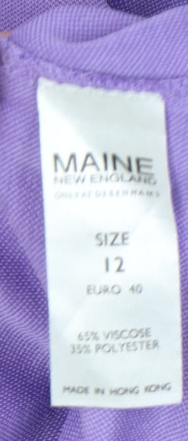 Maine New England Women’s Purple Polo Top Size 12 3/4 Sleeve Viscose Blend