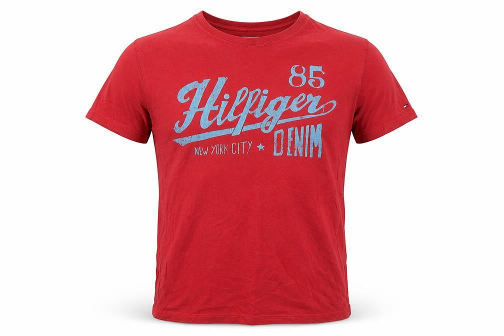 Mens UK Size L Tommy Hilfiger Red  Cotton T-Shirt