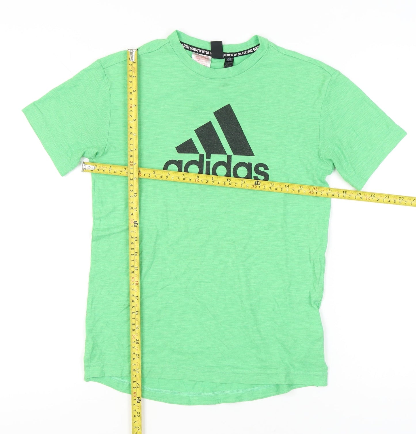Adidas Boys Green 11-12Y Short Sleeve Logo Sports T-Shirt