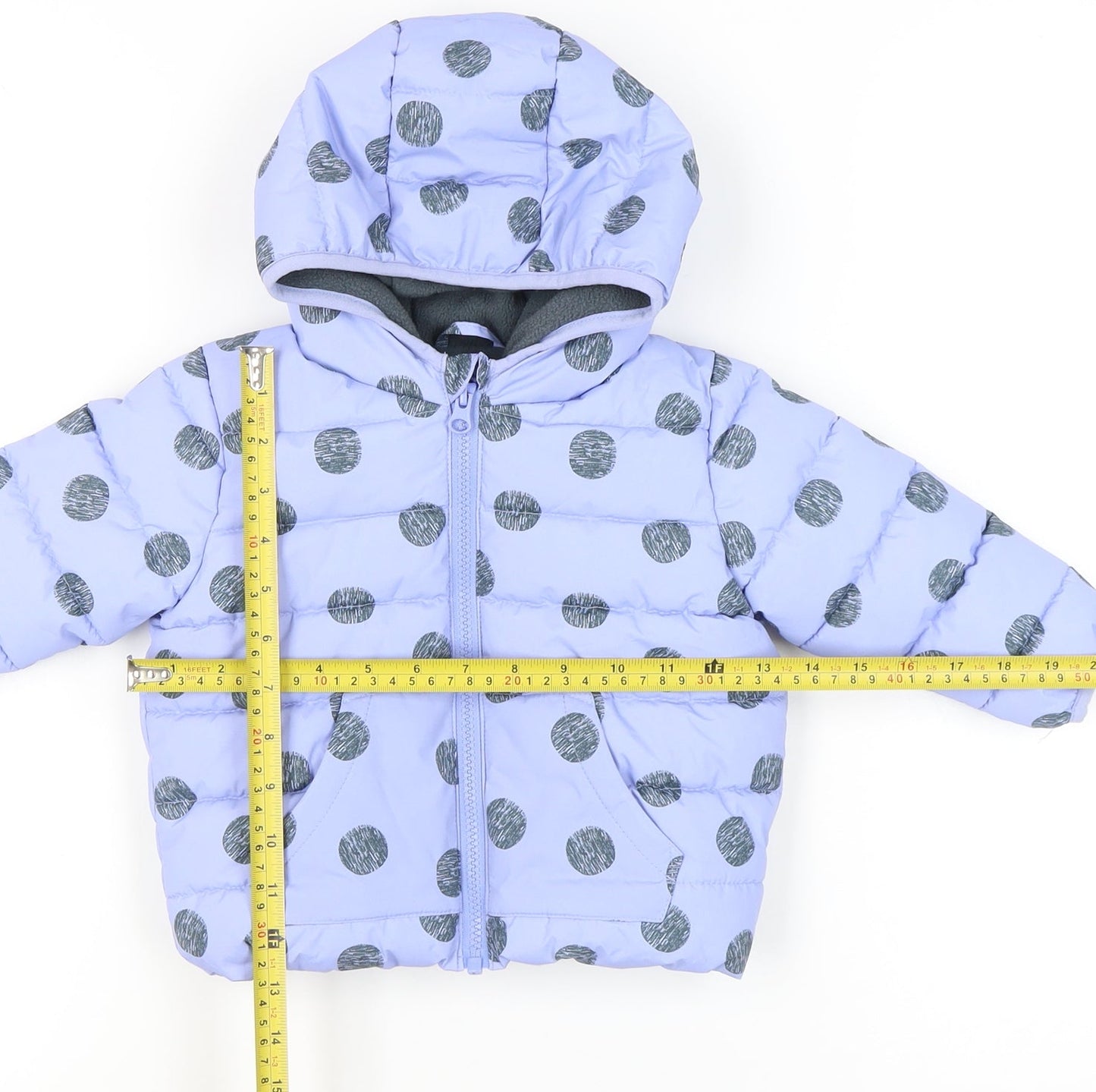 John Lewis Unisex Baby Purple Polka Dot Puffer Jacket 9-12 Months Hooded