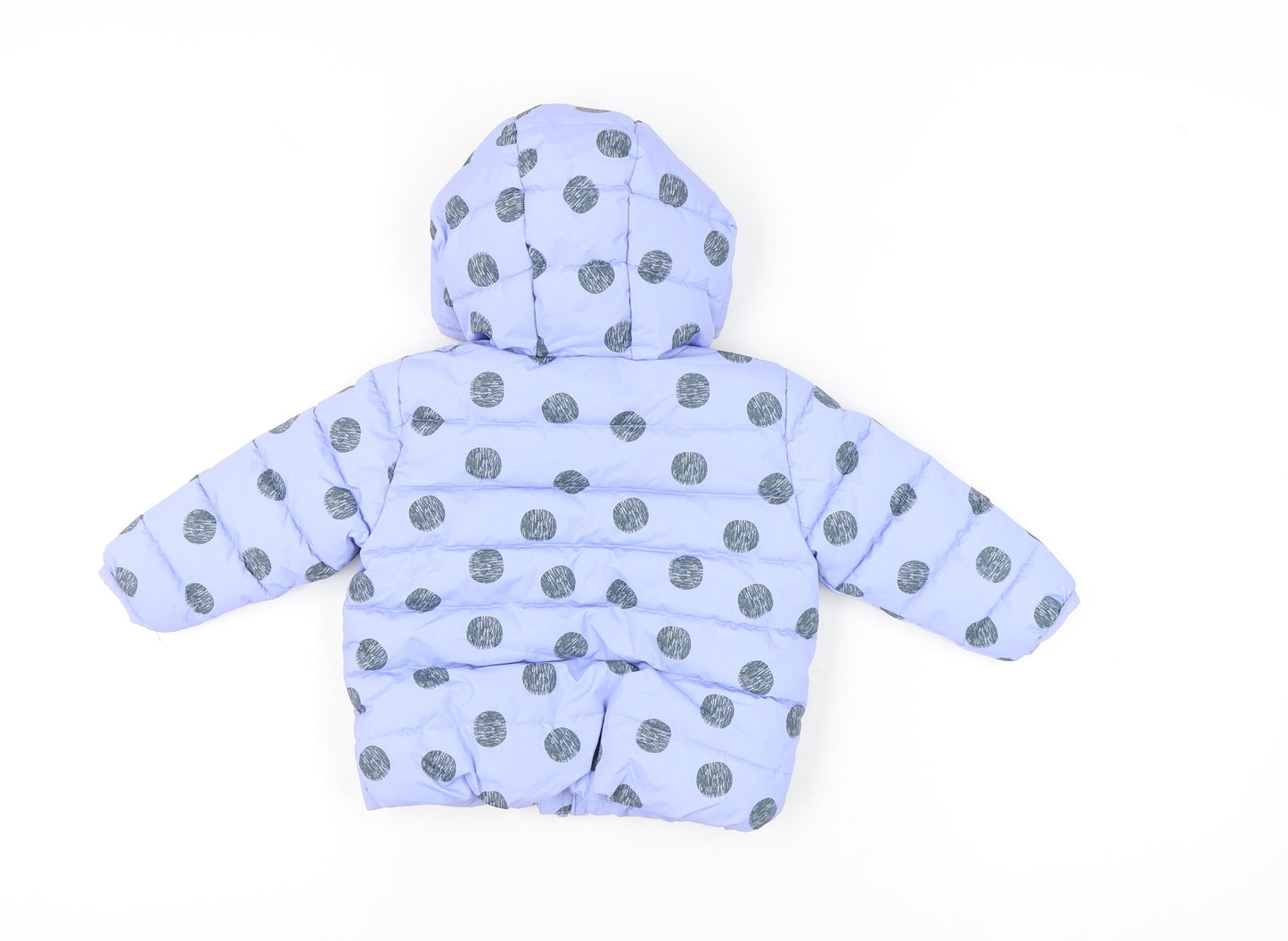 John Lewis Unisex Baby Purple Polka Dot Puffer Jacket 9-12 Months Hooded