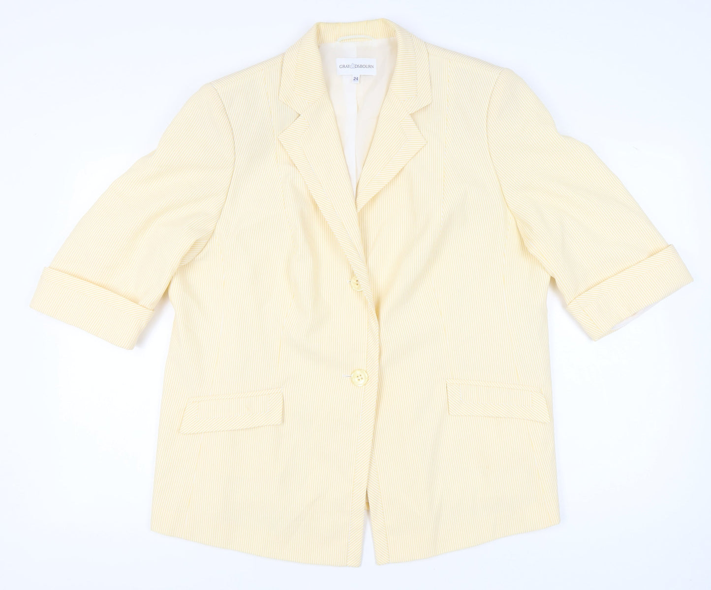 Gray & Osbourn Women’s Yellow Pinstripe Blazer Jacket Size 24