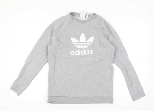 Adidas Men’s Grey Trefoil Crew Sweatshirt M Pullover Logo Sportswear