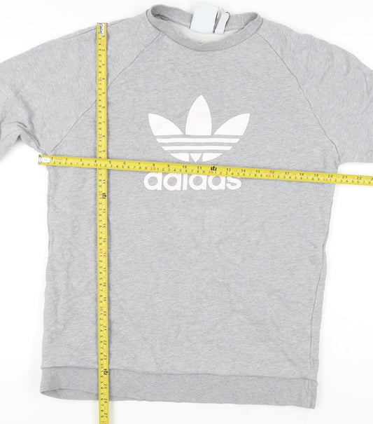 Adidas Men’s Grey Trefoil Crew Sweatshirt M Pullover Logo Sportswear