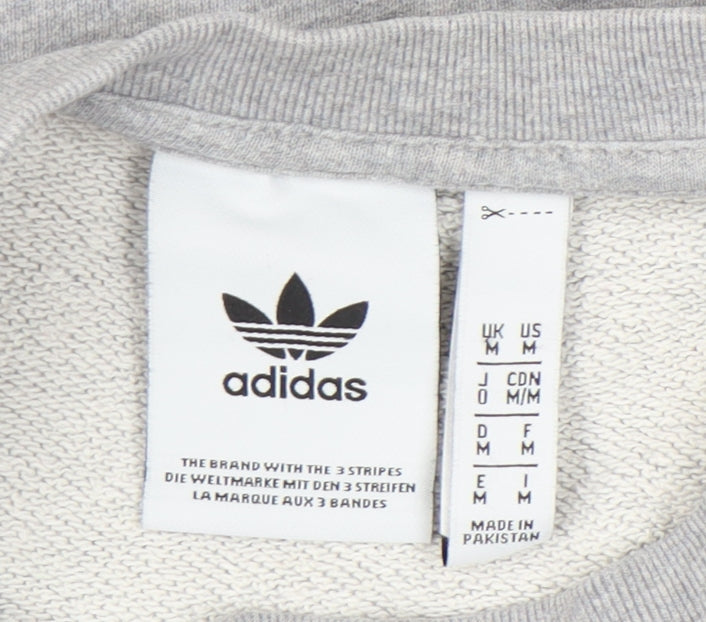 Adidas Men’s Grey Trefoil Crew Sweatshirt M Pullover Logo Sportswear