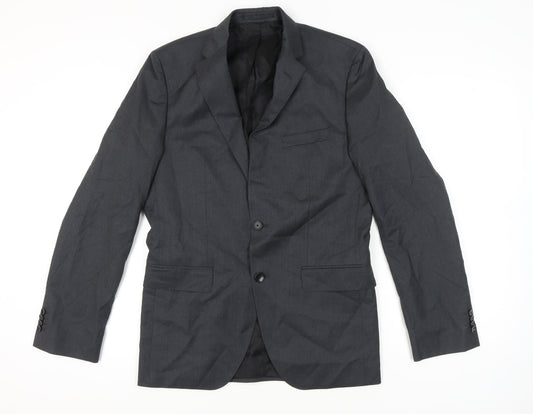 Hugo Boss Men’s Grey Wool Blazer Jacket Size 38R Regular Fit