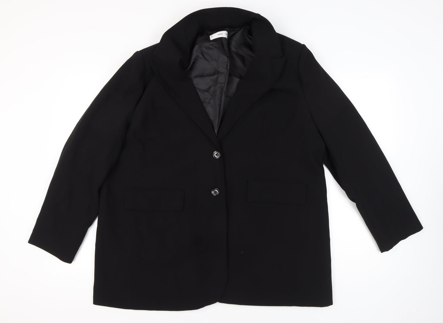 MNG Womens Black 2XL Single-Breasted Blazer Jacket Workwear