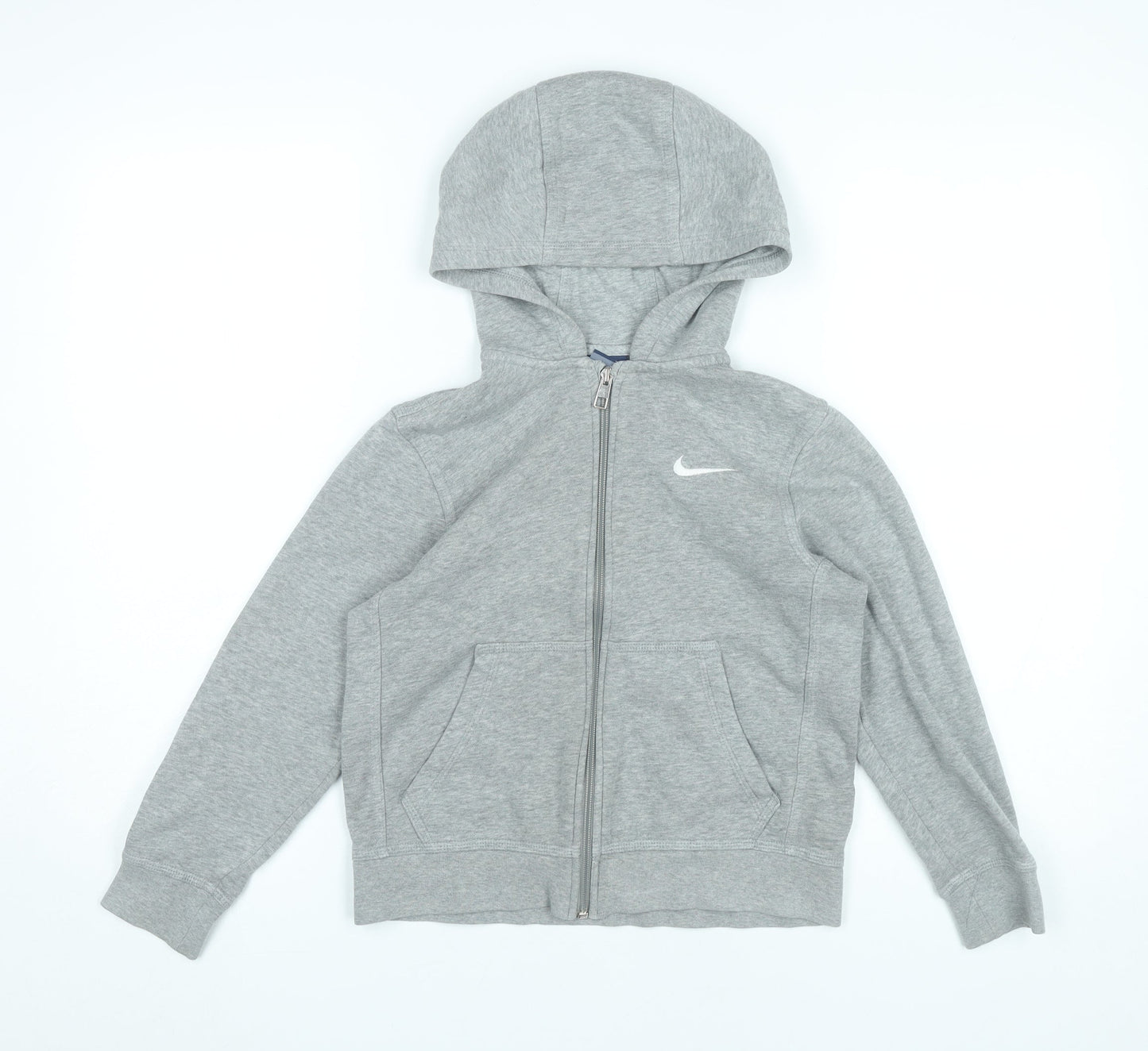 Nike Boys Grey Full Zip Hoodie 8-10 Years Regular Fit Sportswear