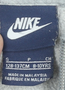 Nike Boys Grey Full Zip Hoodie 8-10 Years Regular Fit Sportswear