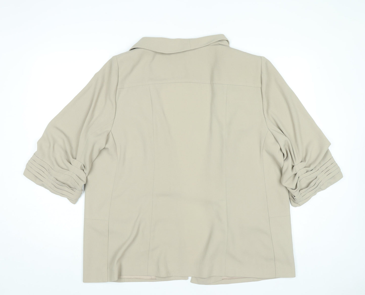 Marks and Spencer Women Beige Size 20 Blazer Jacket Ruched Sleeves