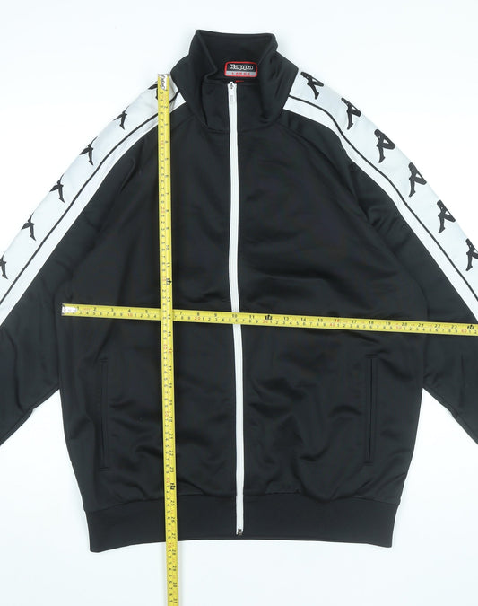 Kappa Men’s Black Track Jacket L Sports Full Zip Logo Casual