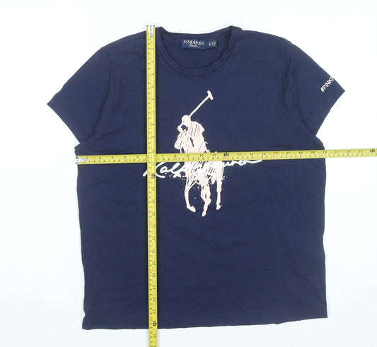 Ralph Lauren Women's Blue L T-Shirt Short Sleeve Cotton Polo Logo