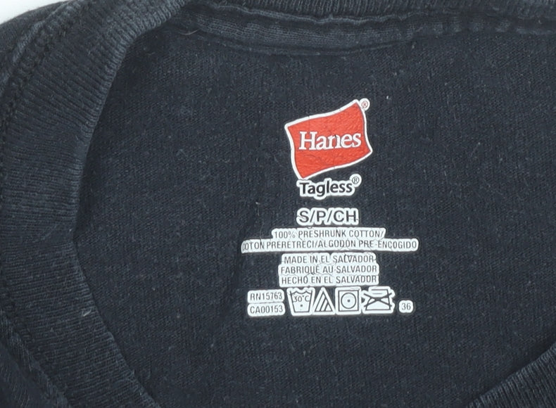 Hanes Men’s Black Graphic T-Shirt Small Nature Outdoor Vintage